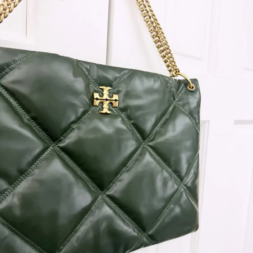 Tory Burch Kira Diamond Quilted Leather Hobo Bag in Green